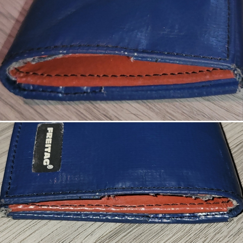 Freitag F555 Caroline 8" x 3.5" (~20cm x 9cm) Blue and Red Wallet Cardholder - Picture 14 of 15